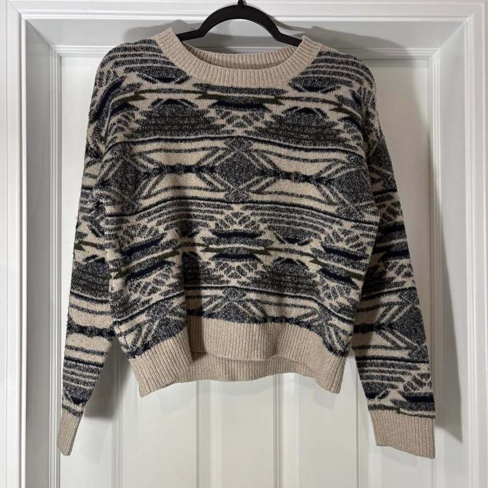 Lucky Brand Geometric Aztec Pattern Crewneck Sweater